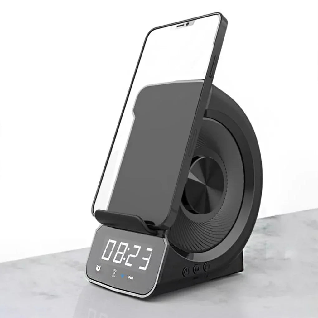 3 In 1 Wireless Bluetooth Speaker Fashion Portable Outdoor Speaker with LED Display Alarm Clock and Fast Charger