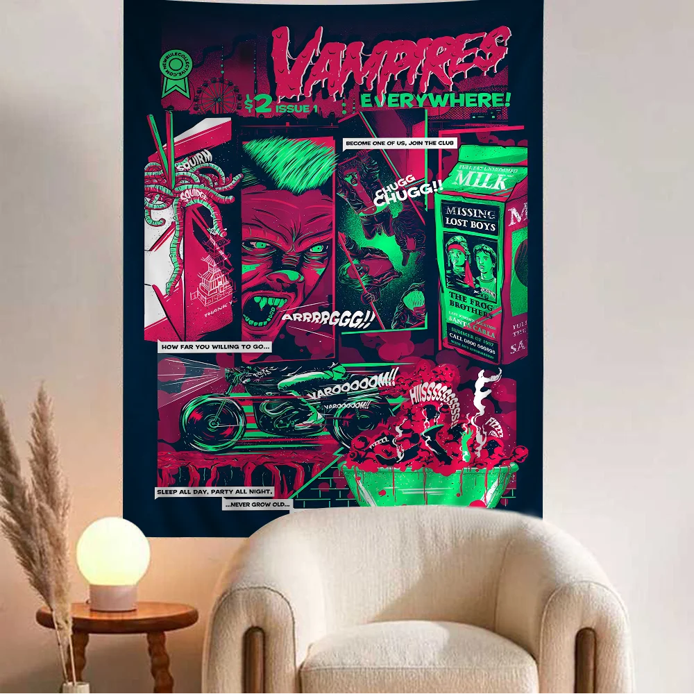 Lost Boys 1987 Movie Hippie Wall Hanging Tapestries Art Science Fiction Room Home Decor Kawaii Room Decor - Premium  from Lizard Vigilante - Just $11.99! Shop now at Lizard Vigilante