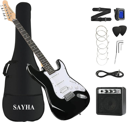 39 Inch Solid Full-size Electric Guitar HSS Pickups Starter Kit Includes Amplifier, Bag, Digital Tuner, Strap, - Premium  from Lizard Vigilante - Just $157.99! Shop now at Lizard Vigilante