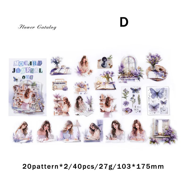 Journamm 40pcs/pack PET Materials Character Sticker DIY Scrapbook Collage Supplies Creative Decor Stationery Aesthetics Stickers