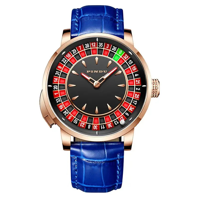 Pindu Player Gambling Series Men's Watch European Roulette Poker Game Fully Automatic Mechanical Sports Design Party Watch