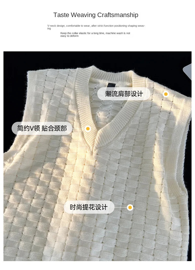 “GRUNGEWEAVE 666” Vintage Knit Vest – Jacquard Check Pattern Sleeveless V-Neck Armor for Off-Stage Legends & Louder Lives - Premium vest from dsers - Just $47.99! Shop now at Lizard Vigilante