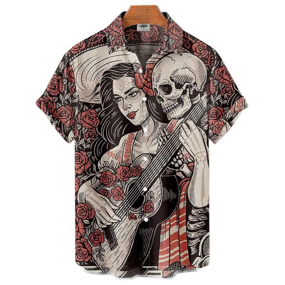 Clothing Funny For Men Shirts Hawaiian Harajuku 3D Printing Oversized Camisa Button Down Collar - Lizard Vigilante