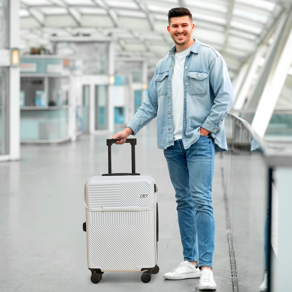 20" Expandable Carry-On Suitcase with USB Charging – Scratch-Resistant, Spinner Wheels, and Front Access for Ultimate Travel Convenience - Premium luggage from Lizard Vigilante - Just $95.99! Shop now at Lizard Vigilante