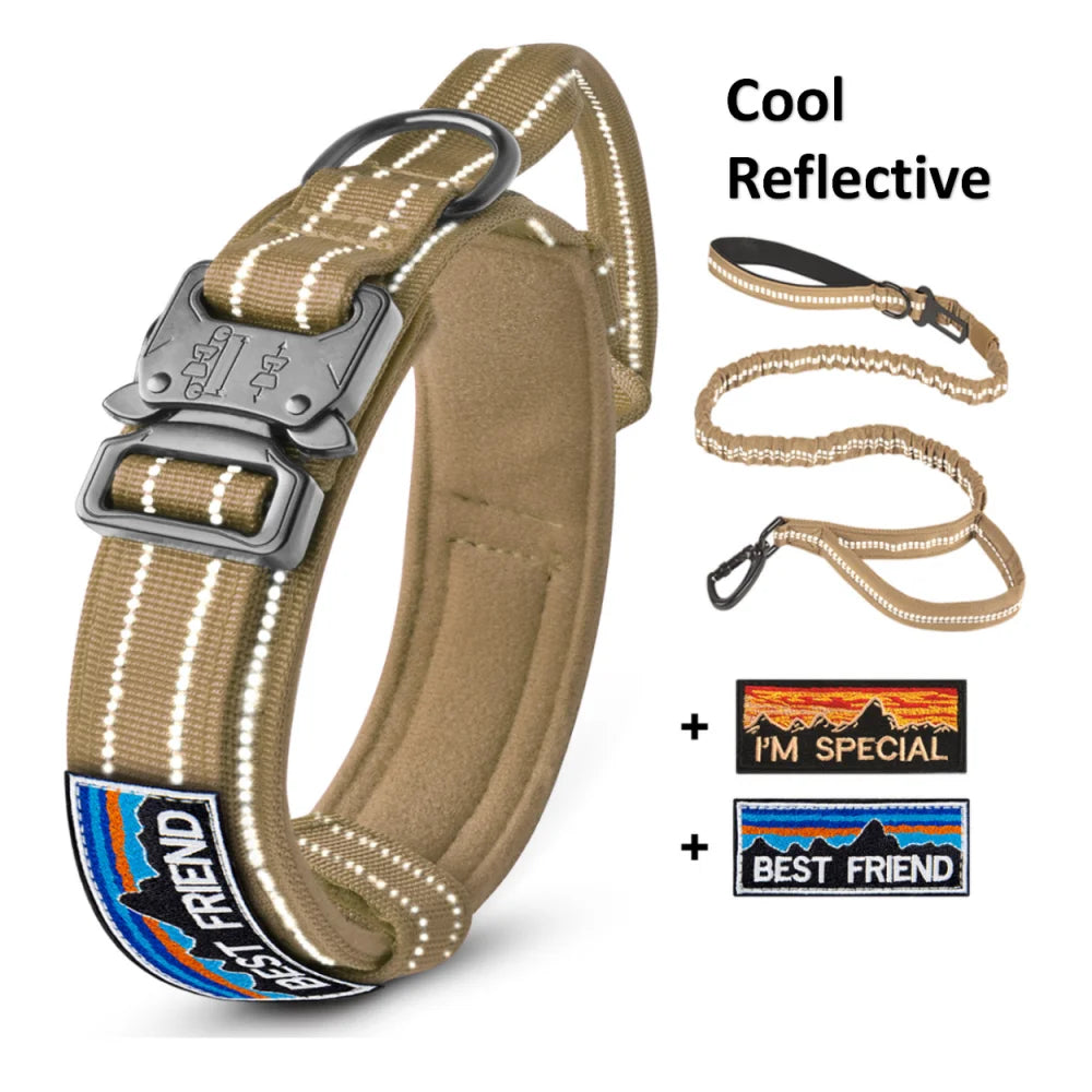 Durable Tactical Dog Collar and Leash Set – Adjustable, Padded, Reflective Military Training Collar for Medium to Large Dogs - Premium collar from Lizard Vigilante - Just $22.99! Shop now at Lizard Vigilante