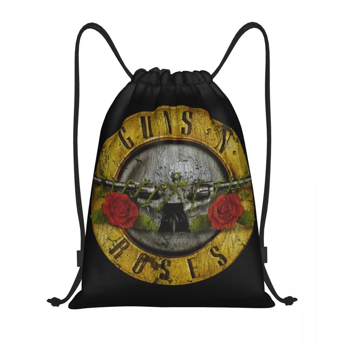 Guns N Roses Bullet Logo Drawstring Backpack Women Men Gym Sport Sackpack Portable Hard Rock Band Training Bag Sack - Lizard Vigilante