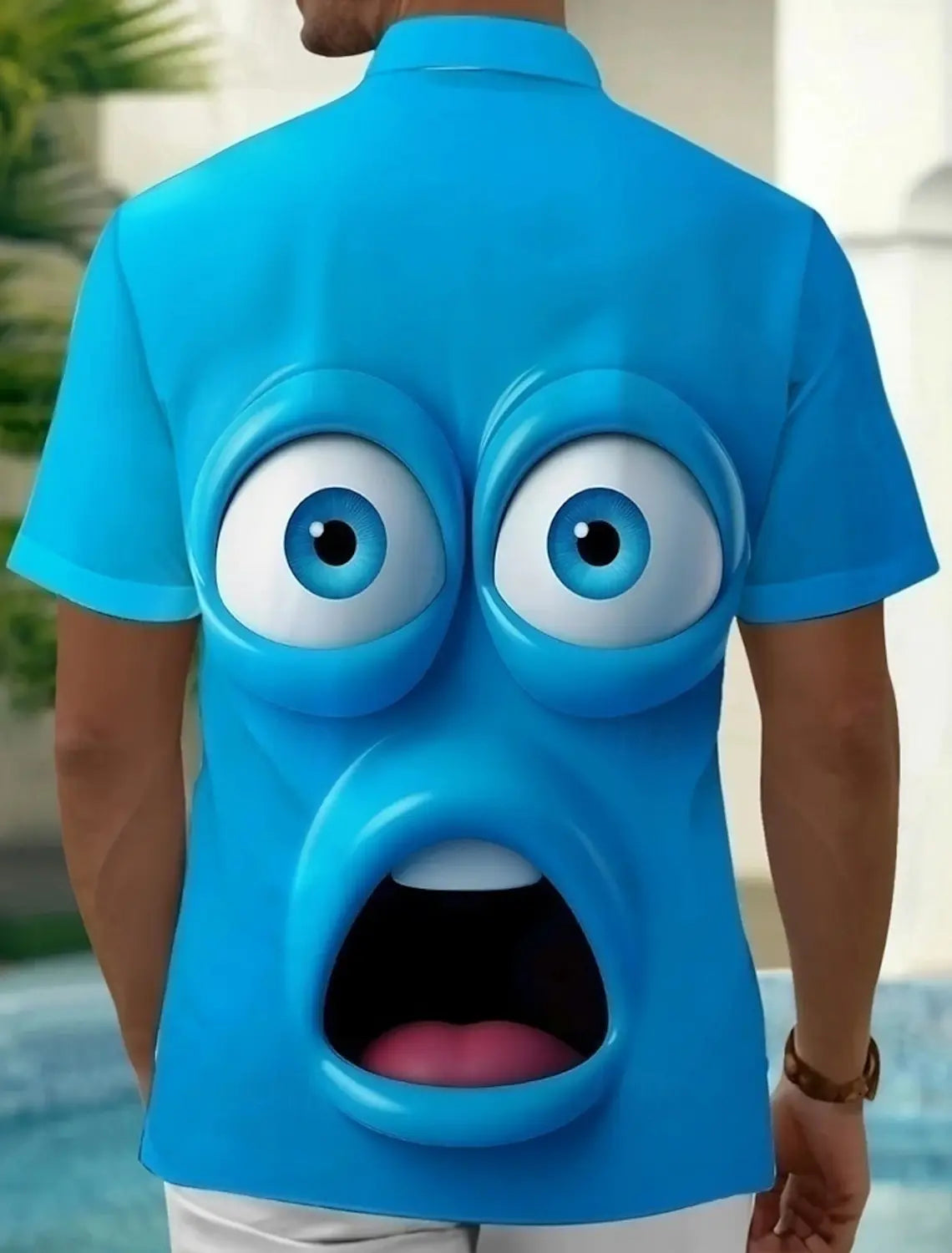 Men’s Chaos Grin Cartoon Face Button-Up Shirt