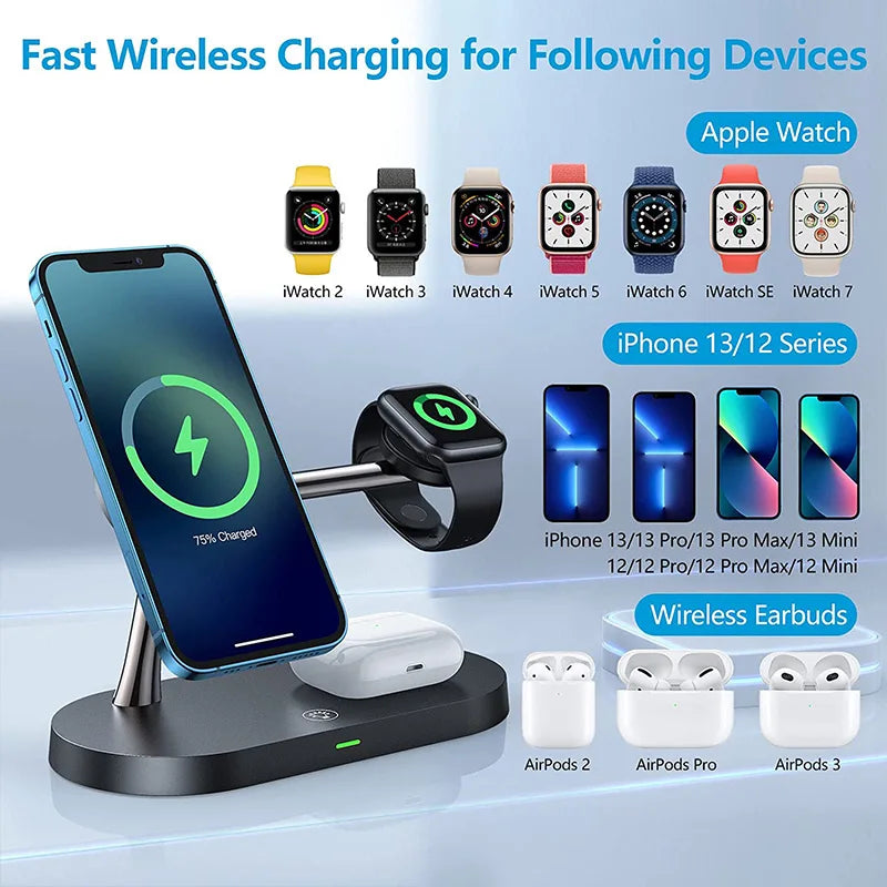 3-in-1 Wireless Charger Stand for iPhone 12/13/14/15/16, Apple Watch 4-10, AirPods 2/3/Pro – Fast Charging Station with LED Light & Charging Indicator - Premium wireless charger stand from Lizard Vigilante - Just $34.99! Shop now at Lizard Vigilante