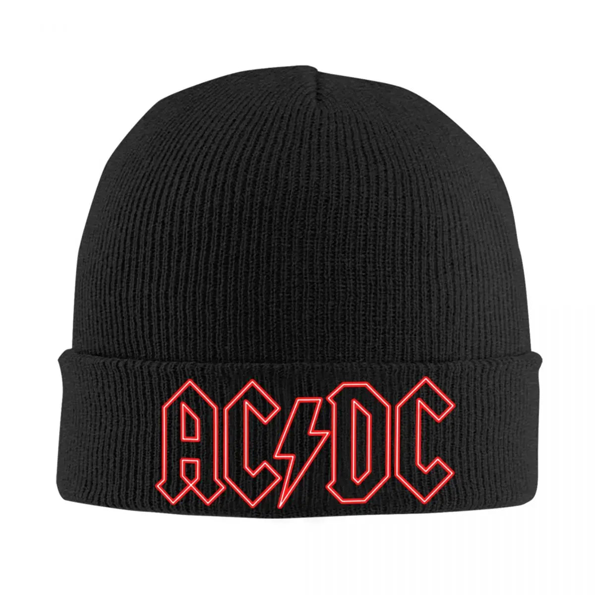 AC⚡️DC Knitted Beanie – Warm Winter Hat for Heavy Metal Fans, Unisex Hip Hop Style - Premium unisex beanie from Lizard Vigilante - Just $19.88! Shop now at Lizard Vigilante