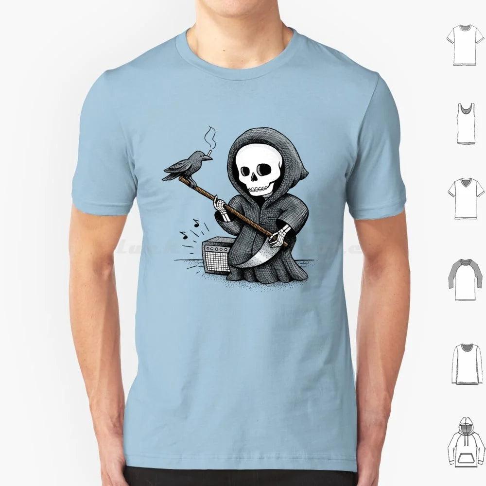 Death Metal T Shirt Cotton Men Women Diy Print Skull Halloween Skeleton Grim Reaper Crow Guitar Music And Roll Metal Band Scary - Premium T-Shirt from Lizard Vigilante - Just $24.99! Shop now at Lizard Vigilante