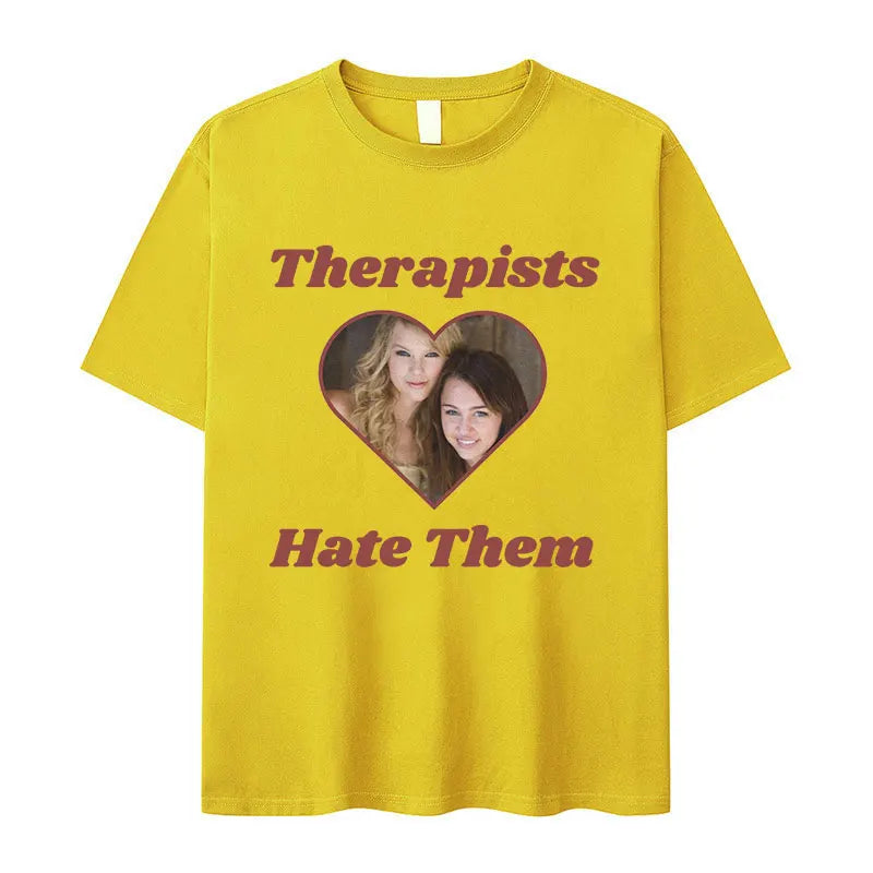 Therapists Hate Them Miley Cyrus Hannah Montana Graphic T-shirt | Retro Harajuku Fashion Oversized Cotton Tee for Men & Women - Premium tee from Lizard Vigilante - Just $26.66! Shop now at Lizard Vigilante