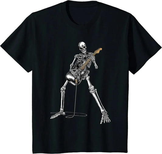 Rock and Roll Skeleton Plays Guitar Metal Music Cartoon Skull Tees for Men Gym Shirt Men Clothing - Premium T-Shirt from Lizard Vigilante - Just $22.99! Shop now at Lizard Vigilante