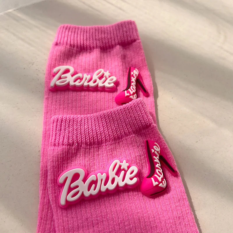 Barbie Socks Cute Pink Kawaii Women Knitted Stockings Fashion Ins Girl in Tube Socks Autumn and Winter Warm Soft Gift for Friend - Premium socks from Lizard Vigilante - Just $15.99! Shop now at Lizard Vigilante