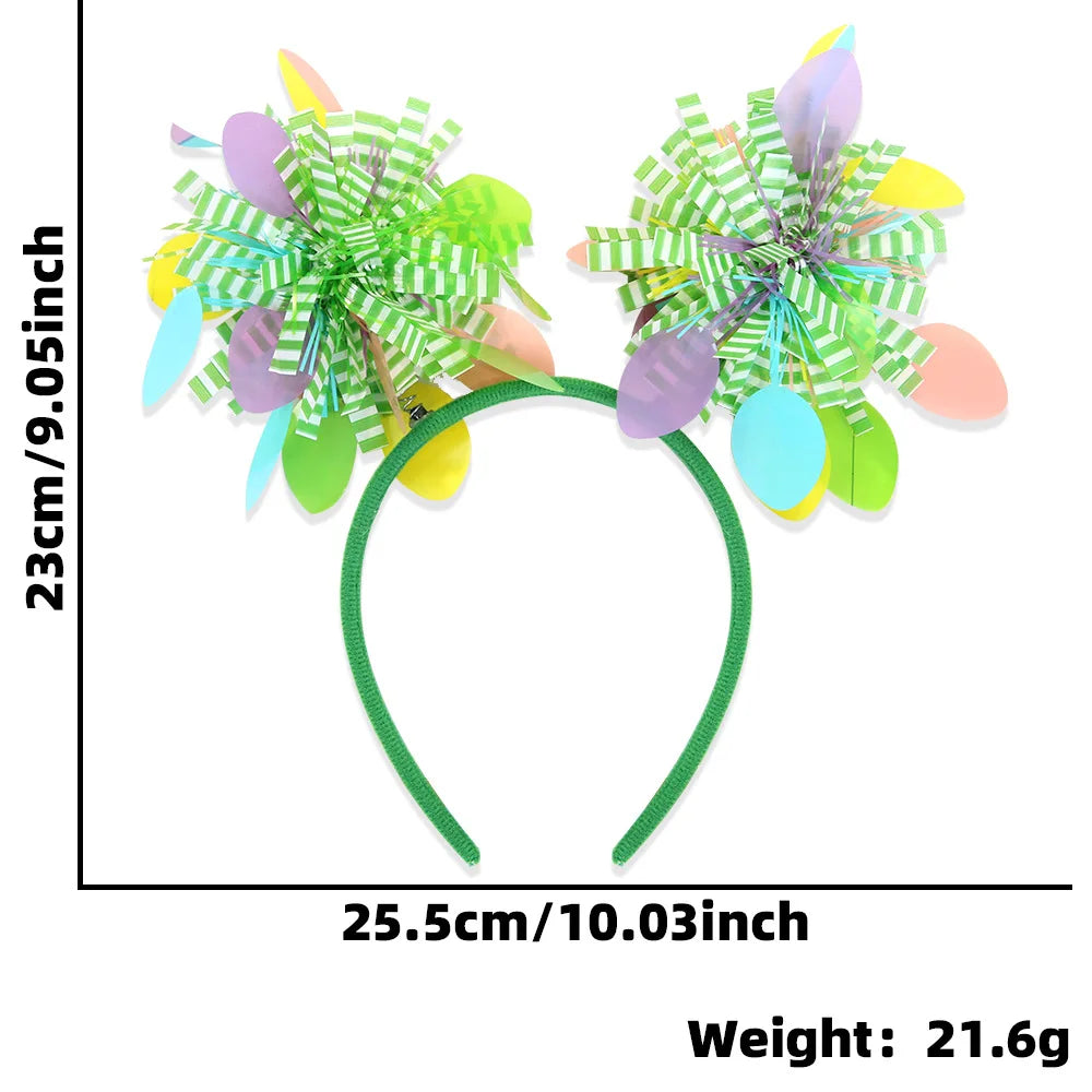 Easter Rabbit Headband with Colorful Egg Strip And Button Holiday Party Accessory Egg Chick Headdress for Easter Celebrations