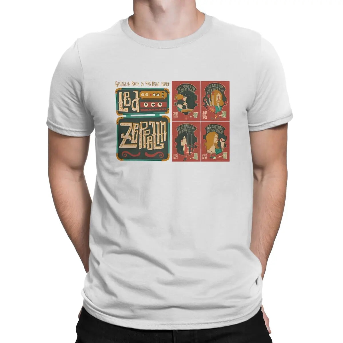 Led Band Zeppelins T Shirts Men Cotton Vintage T-Shirts Round Collar Tee Shirt Short Sleeve Clothes Printed - Premium T-Shirt from Lizard Vigilante - Just $23.99! Shop now at Lizard Vigilante