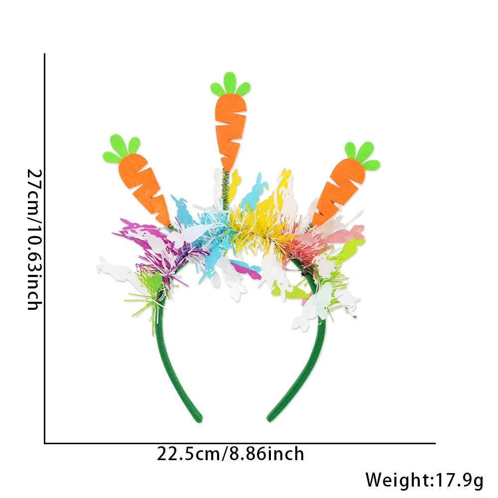 Easter Rabbit Headband with Colorful Egg Strip And Button Holiday Party Accessory Egg Chick Headdress for Easter Celebrations
