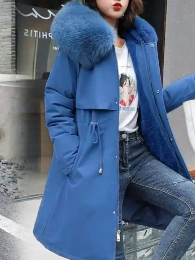 New In Coats & Jackets Women's Winter Padded Jacket Loose Casual Outerwears Fleece Hodded Windbreaker Elegant Office Lady's Coat