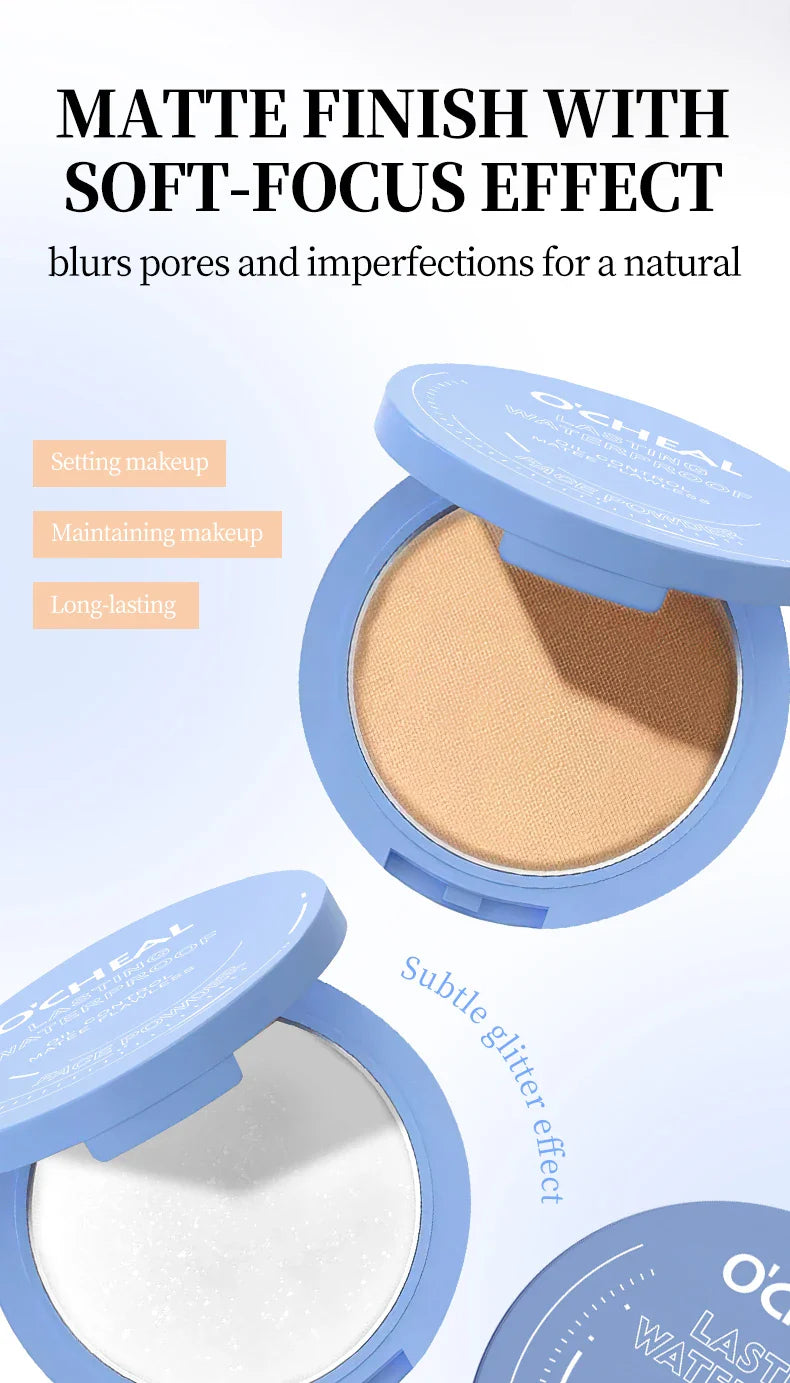 Ocheal Matte Face Setting Powder Oil-control Lightweight Radiant Foundation Pressed Powder Face Full Coverage Makeup Cosmetic