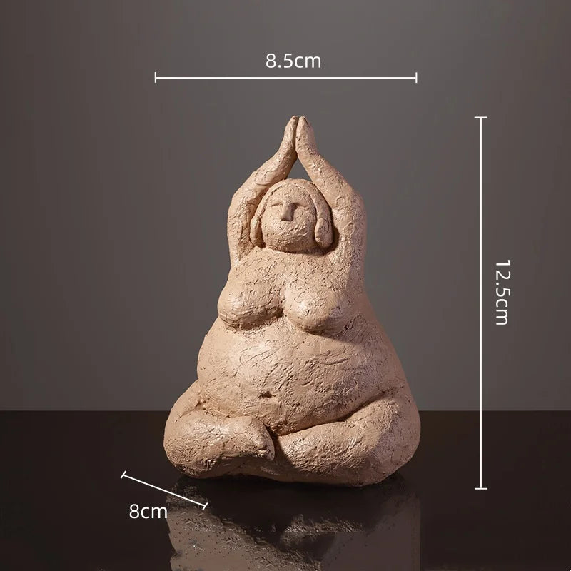 Abstract Body Sculpture Resin Handicraft Fat Woman Yoga Statue Irregular Hand-made Clay Sculptures Home Decoration Accessories