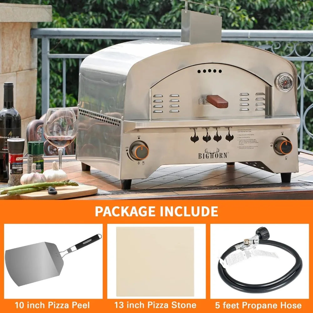 Portable Propane Pizza Oven with 13-Inch Pizza Stone – Stainless Steel Outdoor Gas Pizza Maker for Quick Cooking - Premium pizza oven from Lizard Vigilante - Just $248.88! Shop now at Lizard Vigilante