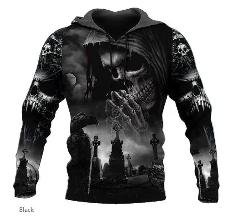 Men's 3D Skull Hoodie Sweatshirt – Skull Head Print Pullover for Autumn Fashion - Premium Hoodie from Lizard Vigilante - Just $22.99! Shop now at Lizard Vigilante