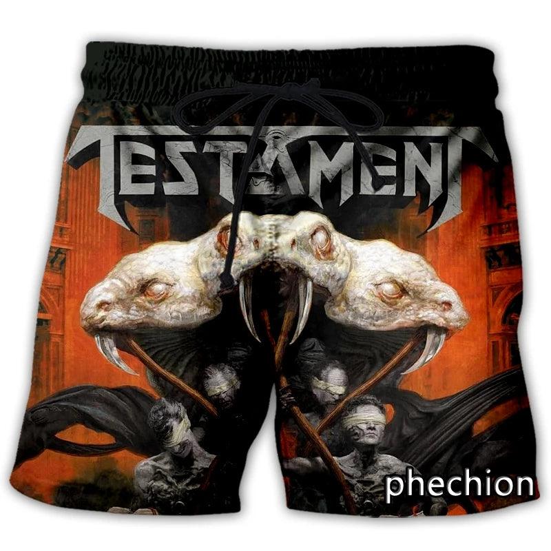 Unisex Testament ROCK 3D Print Casual Shorts Novelty Streetwear Men Loose Sporting Shorts - Lizard Vigilante