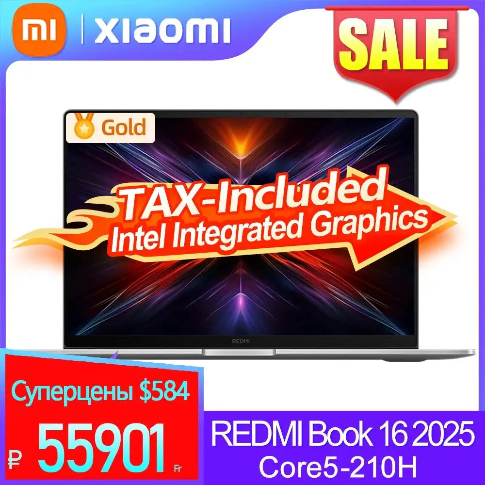 Xiaomi REDMI Book 16 2025 Newest C5-210H 16G 512GB/1T FHD 16inch
