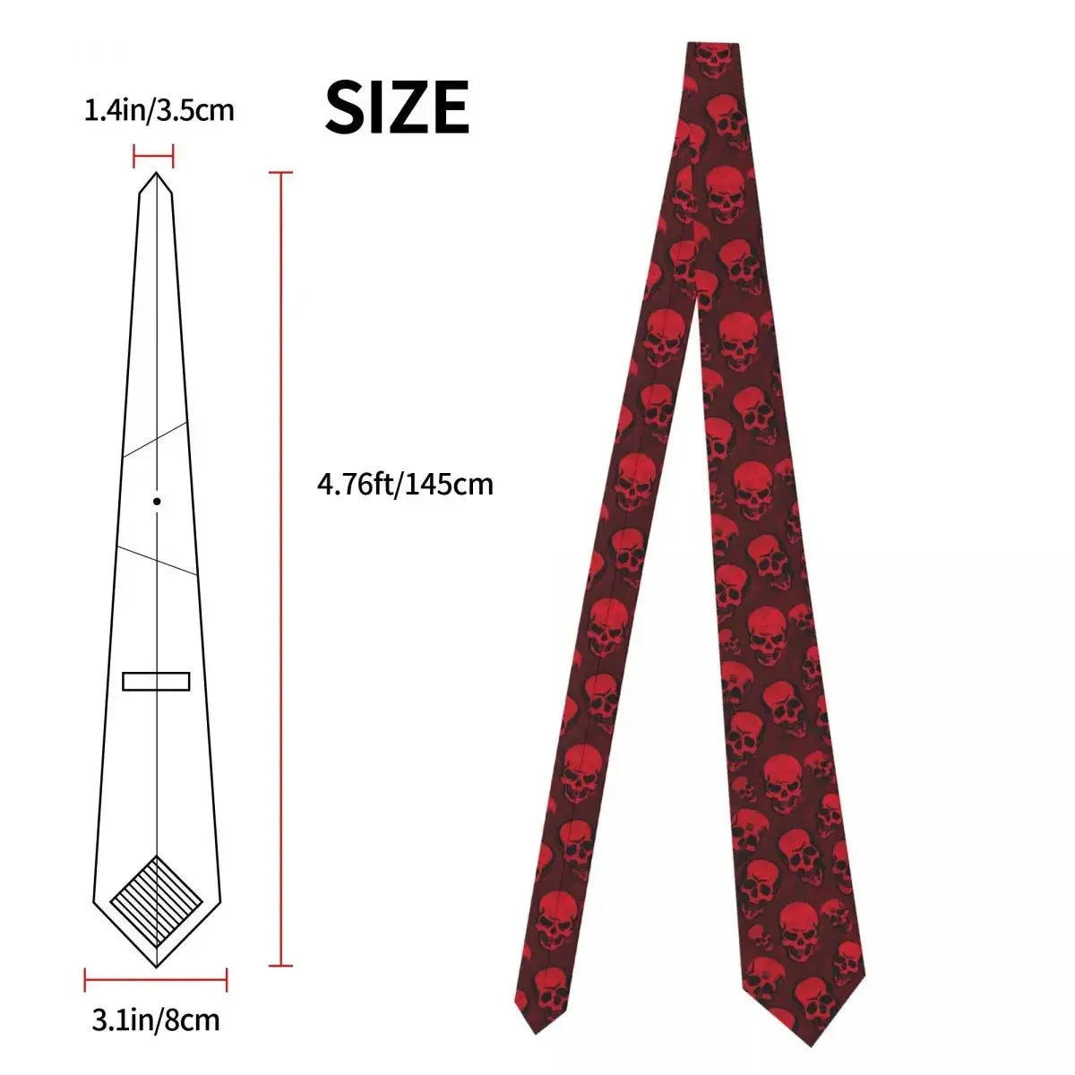 Red Skull Print Tie – Cartoon Fashion Neck Tie for Men and Women | Cool Graphic Collar Accessory - Premium necktie from Lizard Vigilante - Just $21.88! Shop now at Lizard Vigilante