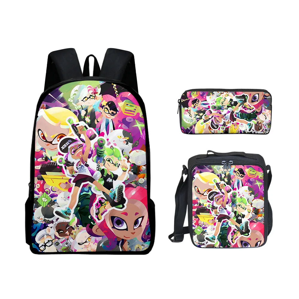 Splatoon 3 Hip-Hop 3D Printed Backpack Set – Trendy 3-Piece Student School Gear with Lunch Bag & Pencil Case - Premium backpack from Lizard Vigilante - Just $46.88! Shop now at Lizard Vigilante