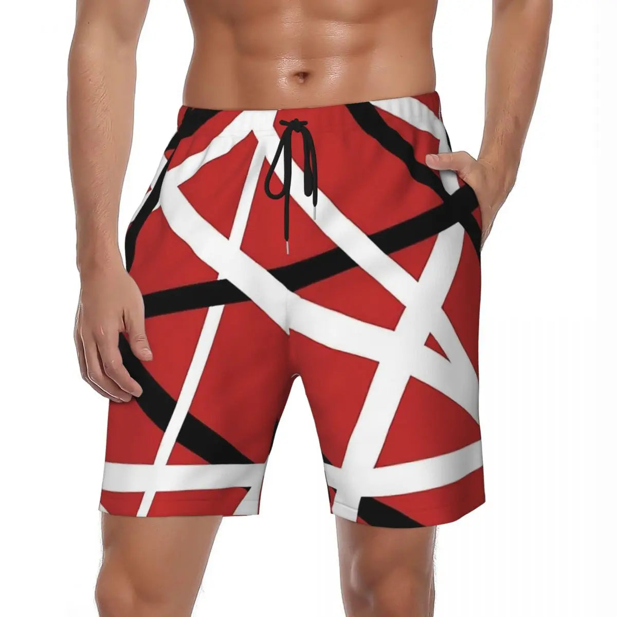 Van Halen Summer Stripes Gym & Swim Shorts – Fast-Dry Digital Print Board Shorts for Men’s Beach Adventures - Premium shorts from Lizard Vigilante - Just $38.88! Shop now at Lizard Vigilante