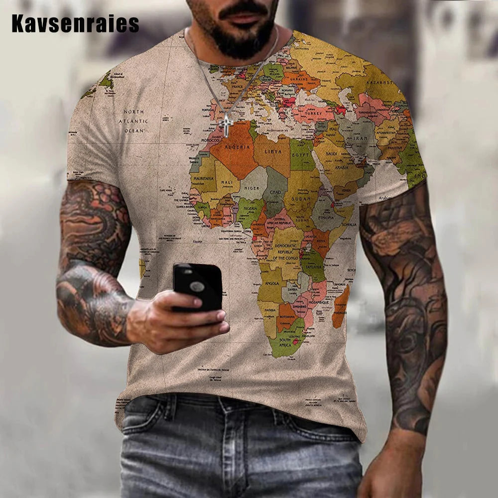 High Quality World Map Printed 3D T-shirt Men Women Summer Fashion Casual Short Sleeve High Street O-Neck Streetwear Tops - Premium T-Shirt from Lizard Vigilante - Just $22.99! Shop now at Lizard Vigilante