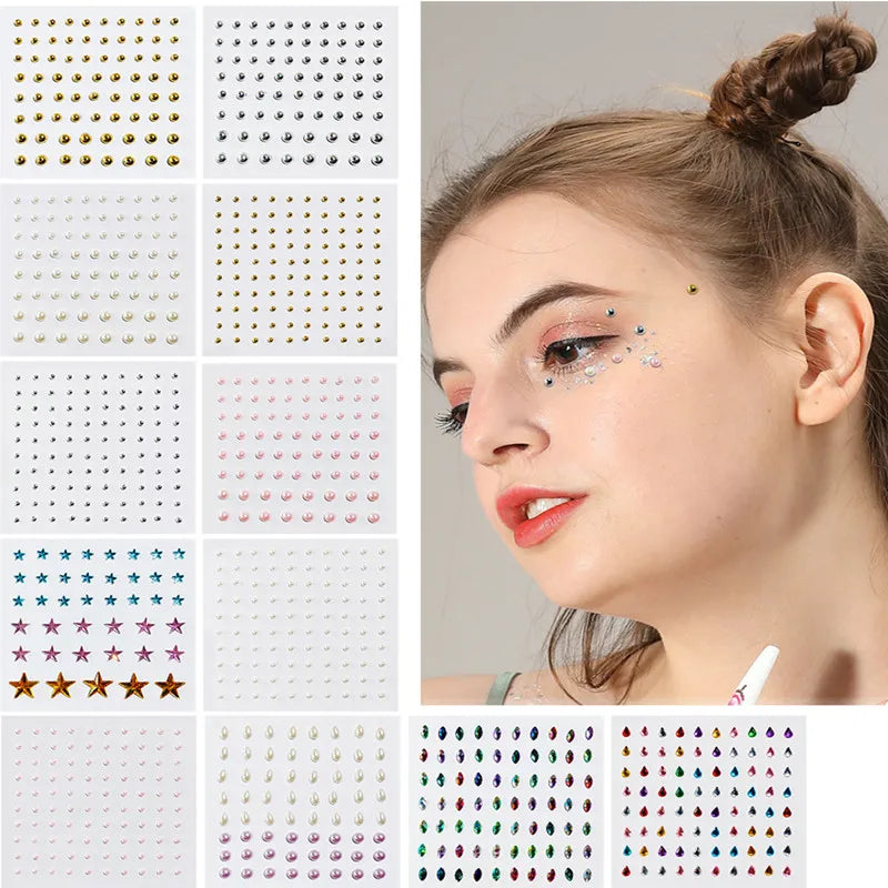 DIY Bright Diamond Rhinestone Stickers – Self-Adhesive Crystal Pearl Eye Makeup for Stage & Party Glam - Premium stickers from Lizard Vigilante - Just $14.99! Shop now at Lizard Vigilante