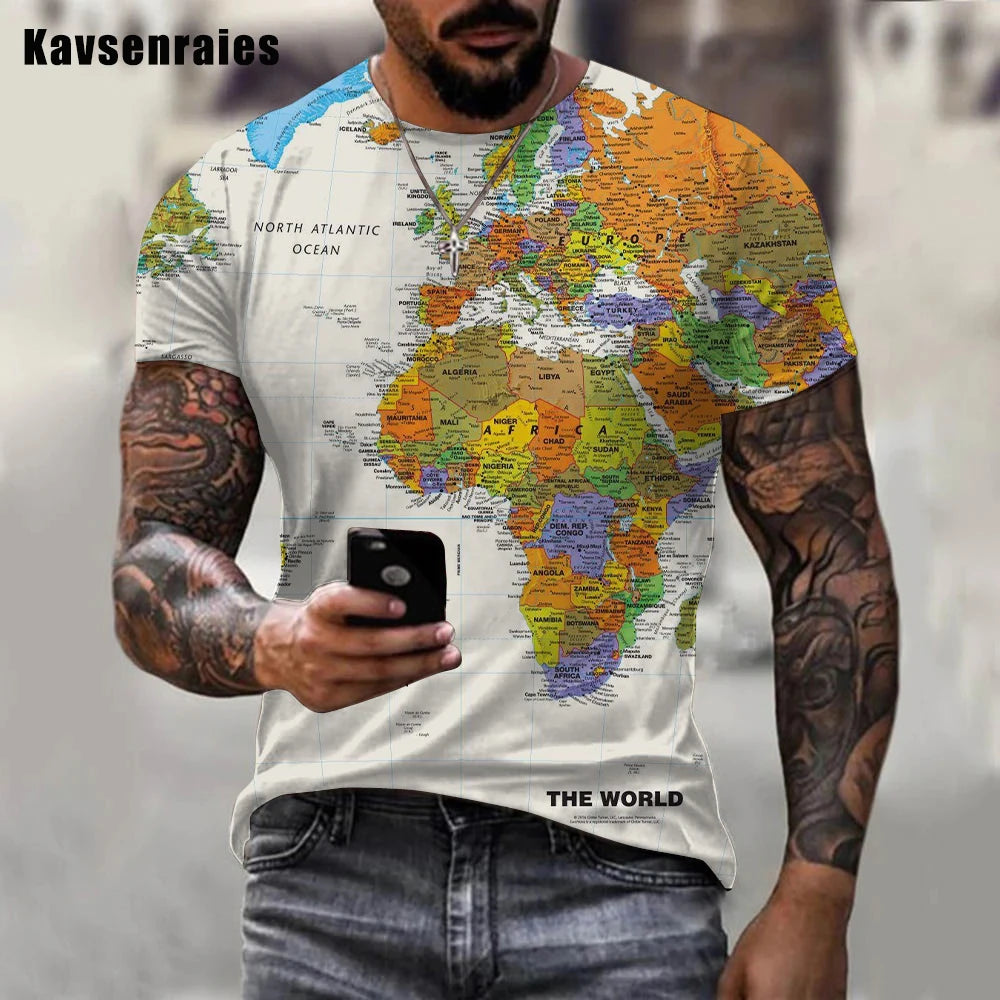 High Quality World Map Printed 3D T-shirt Men Women Summer Fashion Casual Short Sleeve High Street O-Neck Streetwear Tops - Premium T-Shirt from Lizard Vigilante - Just $22.99! Shop now at Lizard Vigilante