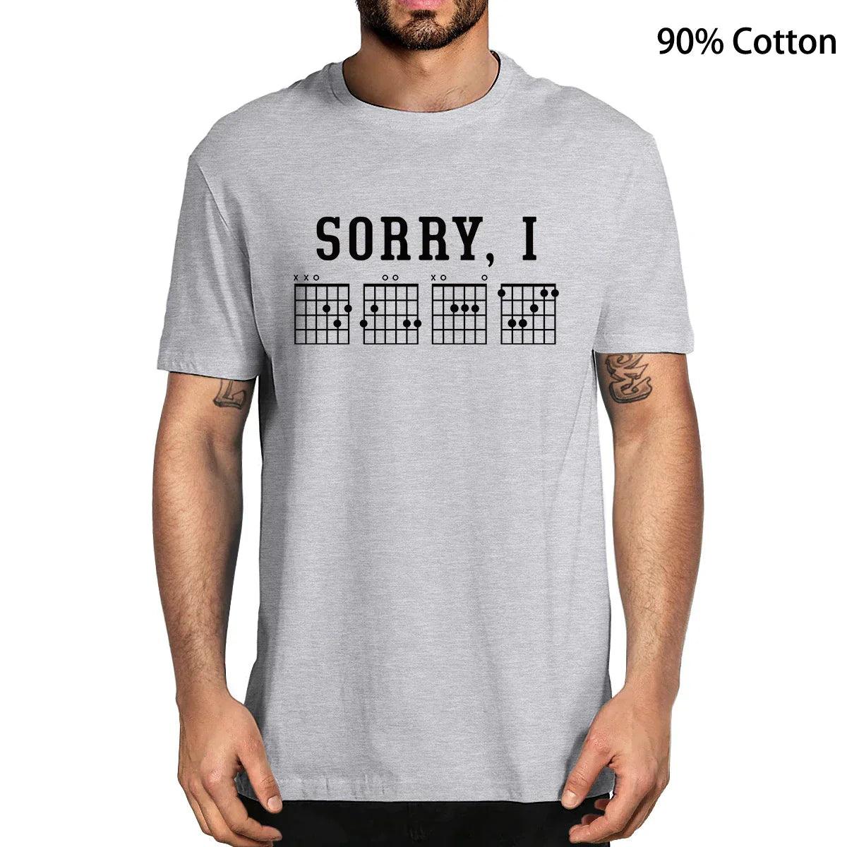 Sorry I-DGAF Hidden Message Guitar Chords Vintage Summer Men's Novelty T-Shirt Women Casual Streetwear Tee 100% Cotton Funny - Lizard Vigilante