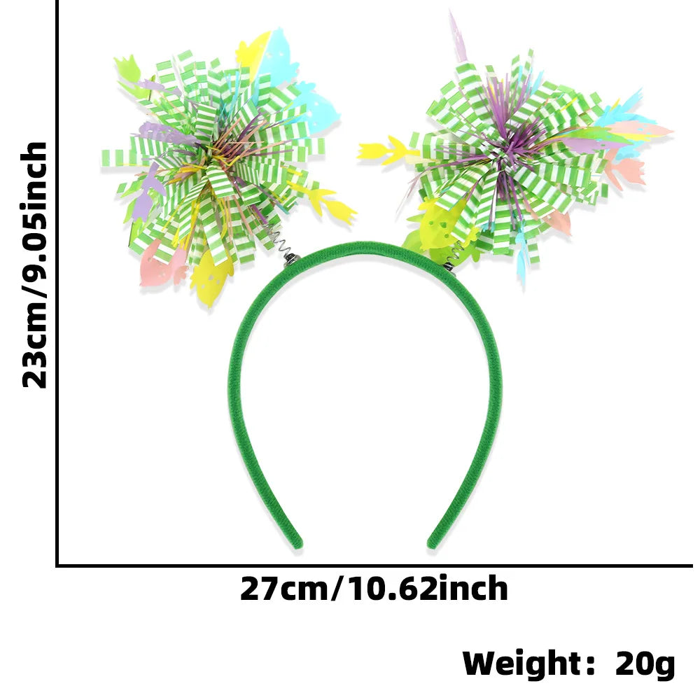 Easter Rabbit Headband with Colorful Egg Strip And Button Holiday Party Accessory Egg Chick Headdress for Easter Celebrations