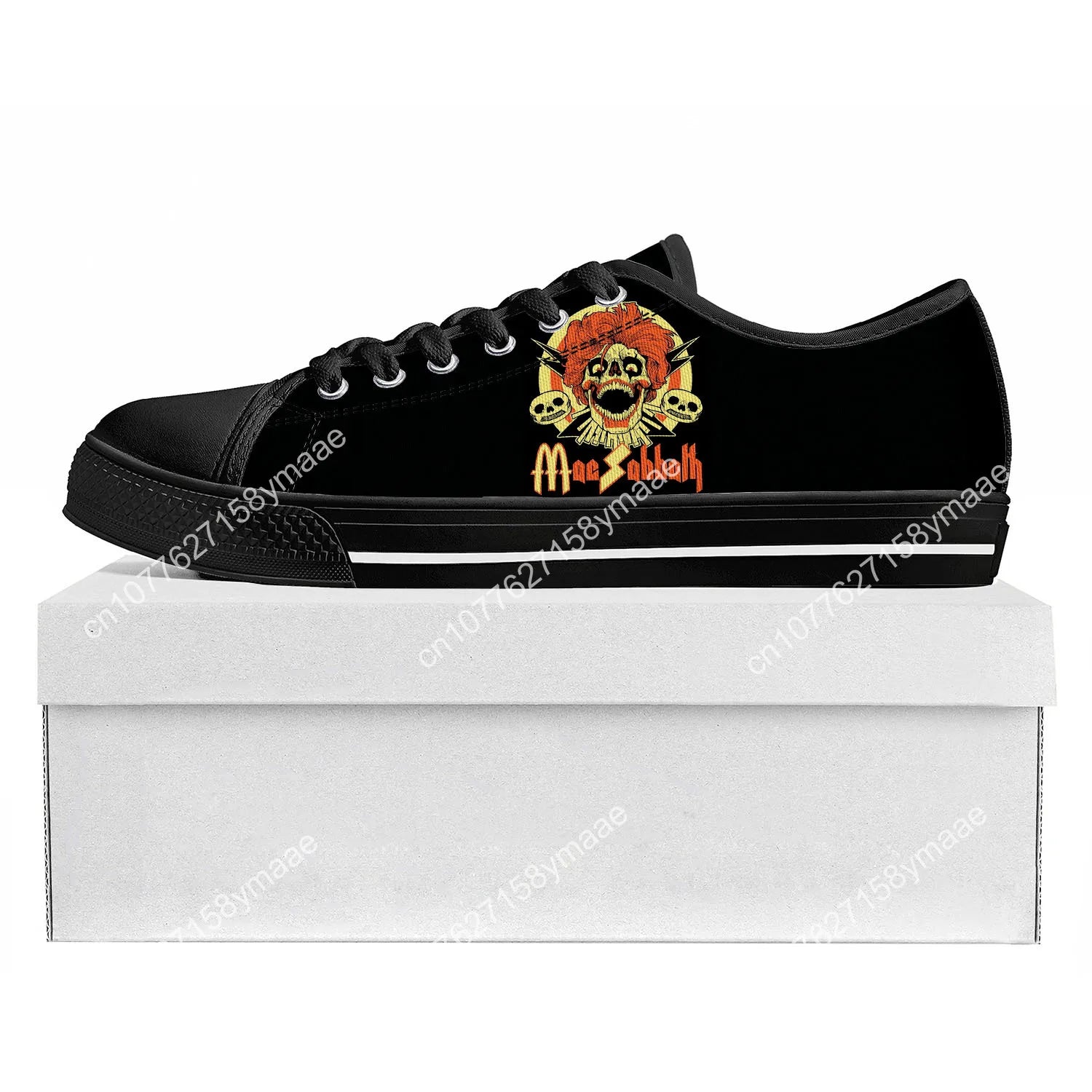 Mac Sabbath Unisex Low Top Sneakers: Retro-Inspired Canvas Shoes for Men, Women, and Teens - Premium sneakers from Lizard Vigilante - Just $42.99! Shop now at Lizard Vigilante