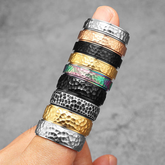 Forge Meteorite Fidget Spinner Ring | Stainless Steel Vintage Punk Jewelry for Men - Premium ring from Lizard Vigilante - Just $10.99! Shop now at Lizard Vigilante