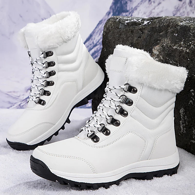 Velvet Throne High-Top Winter Snow Boots – Queen of Warmth Waterproof Hiking Kicks for Winter Wanderlust - Premium boots from Lizard Vigilante - Just $71.08! Shop now at Lizard Vigilante