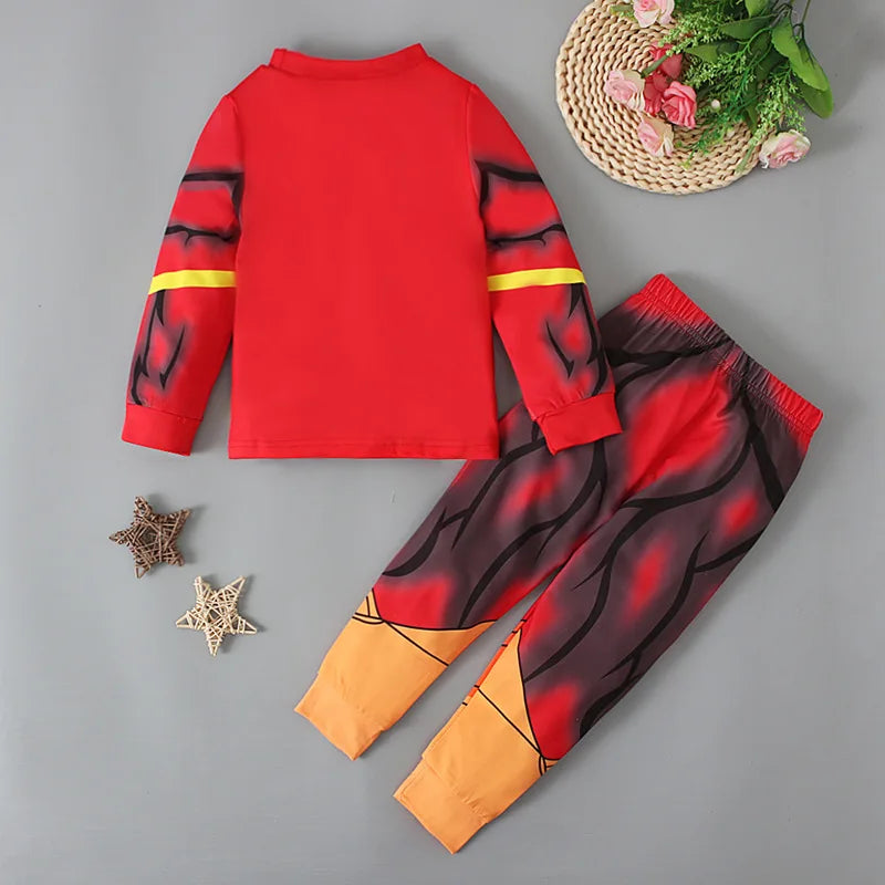 Avengers Superhero Pajama Set — Boys Long Sleeve Spider-Man & Iron Man Nightwear Cosplay Costume