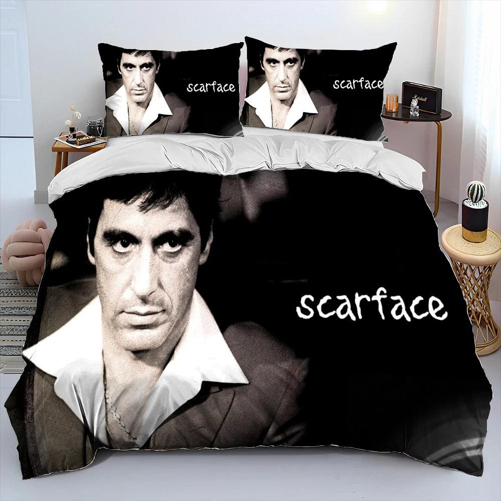 Scarface 1983 Movie Tony 3D Printing Comforter Bedding Set,Duvet Cover Bed Set Quilt Cover Pillowcase,King Queen Size Bedding Set Kid - Premium bed spread from Lizard Vigilante - Just $62.99! Shop now at Lizard Vigilante