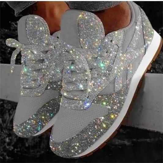 Women's Trendy Glitter Sneakers – Chunky Platform Vulcanized Shoes with Height-Boosting Soles & Breathable Mesh for Running, Casual Wear, & Sparkling Style - Premium shoes from Lizard Vigilante - Just $48.88! Shop now at Lizard Vigilante