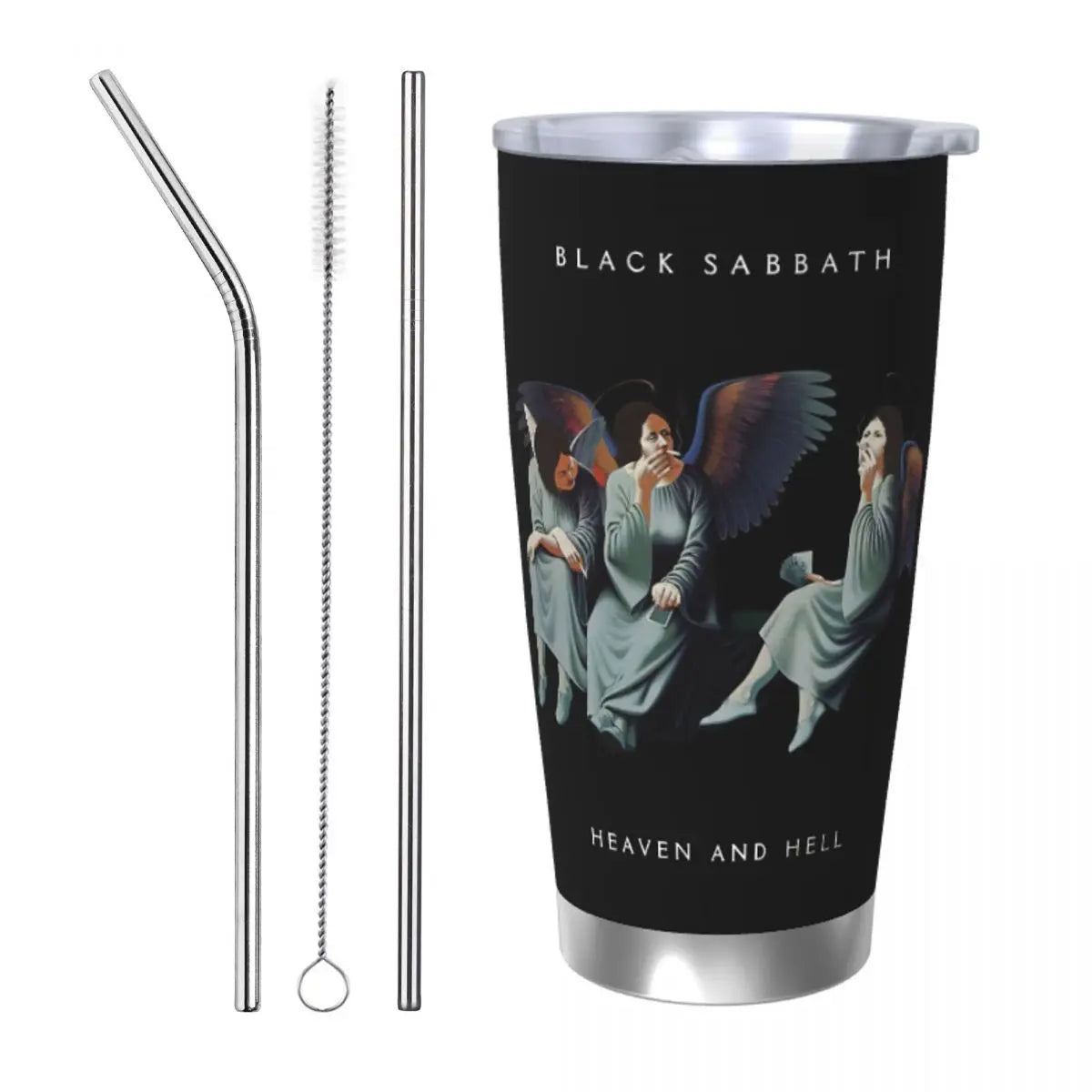 Black Tumbler Sabbath Vacuum Insulated Rock Music Thermal Cup with Lid Straw Car Mug Water Bottle, 20oz - Premium Tumblers from Lizard Vigilante - Just $28.88! Shop now at Lizard Vigilante