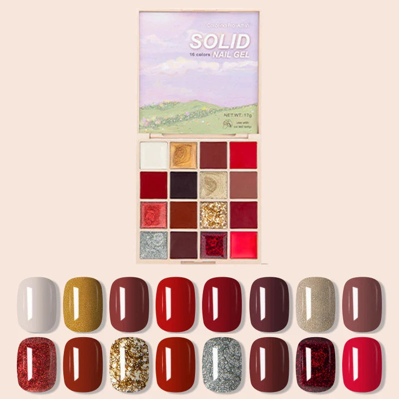 16 Color Cream Nail Gel Polish Solid Nail Gel Palette Mud Painting  Nail Art Design Soak Off UV Gel Varnish Gel Lacquer