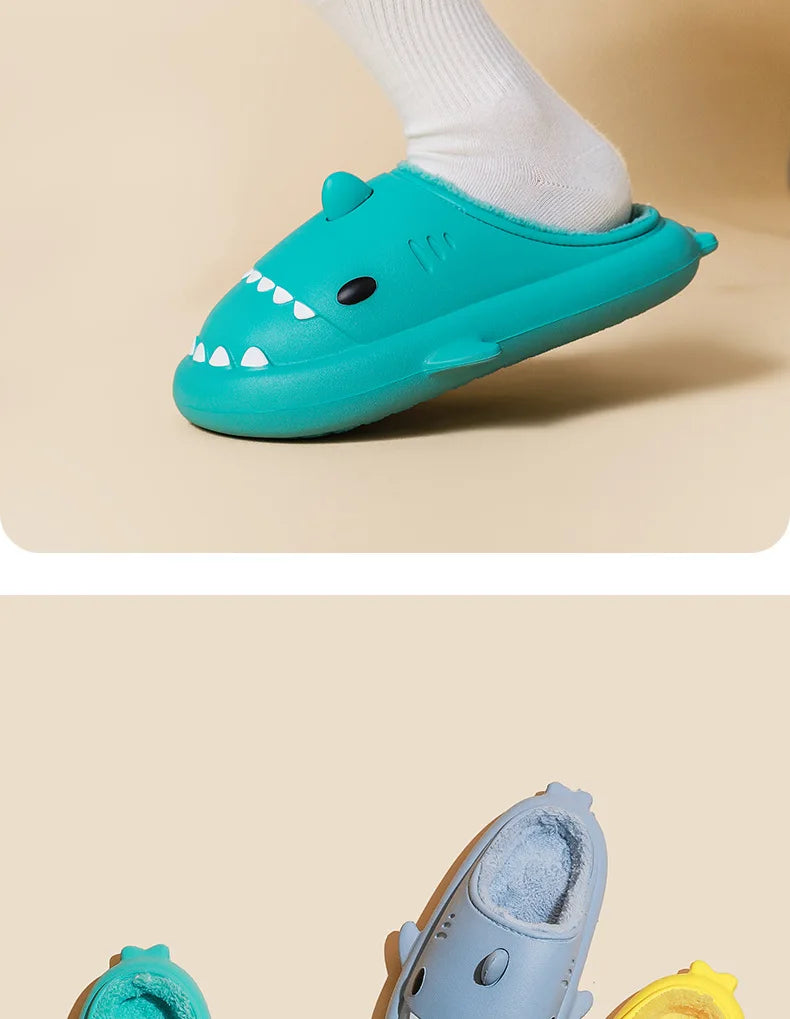 Comwarm Shark Plush Slippers For Women Men Autumn And Winter Warm Cartoon Cotton Slipper Non-Slip Waterproof Outdoor Home Shoes - Premium  from Lizard Vigilante - Just $16.99! Shop now at Lizard Vigilante