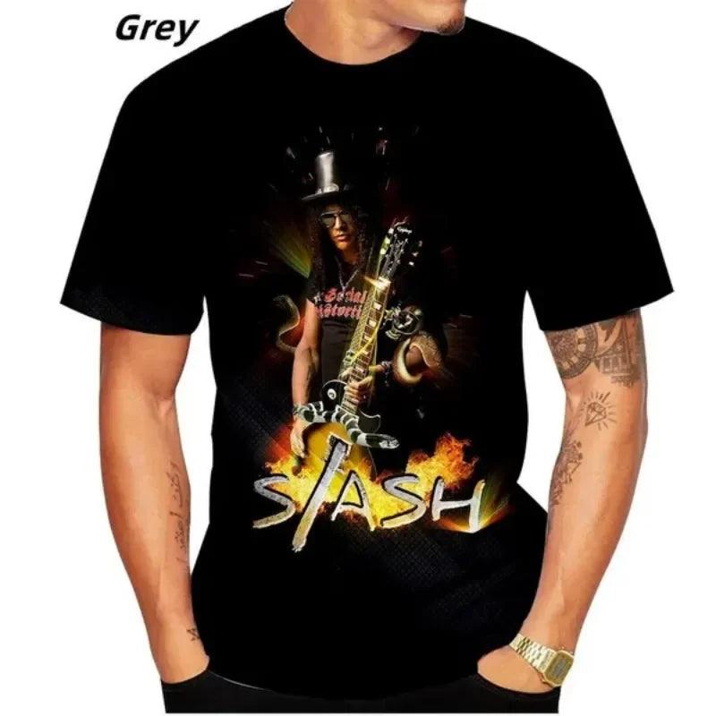 Singer Slash 3D Print Cool T-shirt Men's/Women's T-shirt Street Hip Hop Rock Cosplay Men's Clothing Haikyuu T-shirt for Men - Premium t-shirt from Lizard Vigilante - Just $23.49! Shop now at Lizard Vigilante