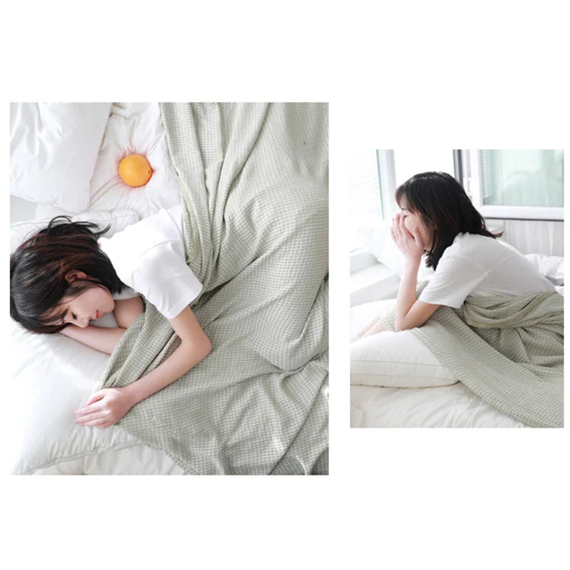 Cotton Bamboo Fiber Blanket Lunch Break Blanket Summer Cooling Sofa Bed Air Condition Blankets For Kids Adults Bedding Coverlet