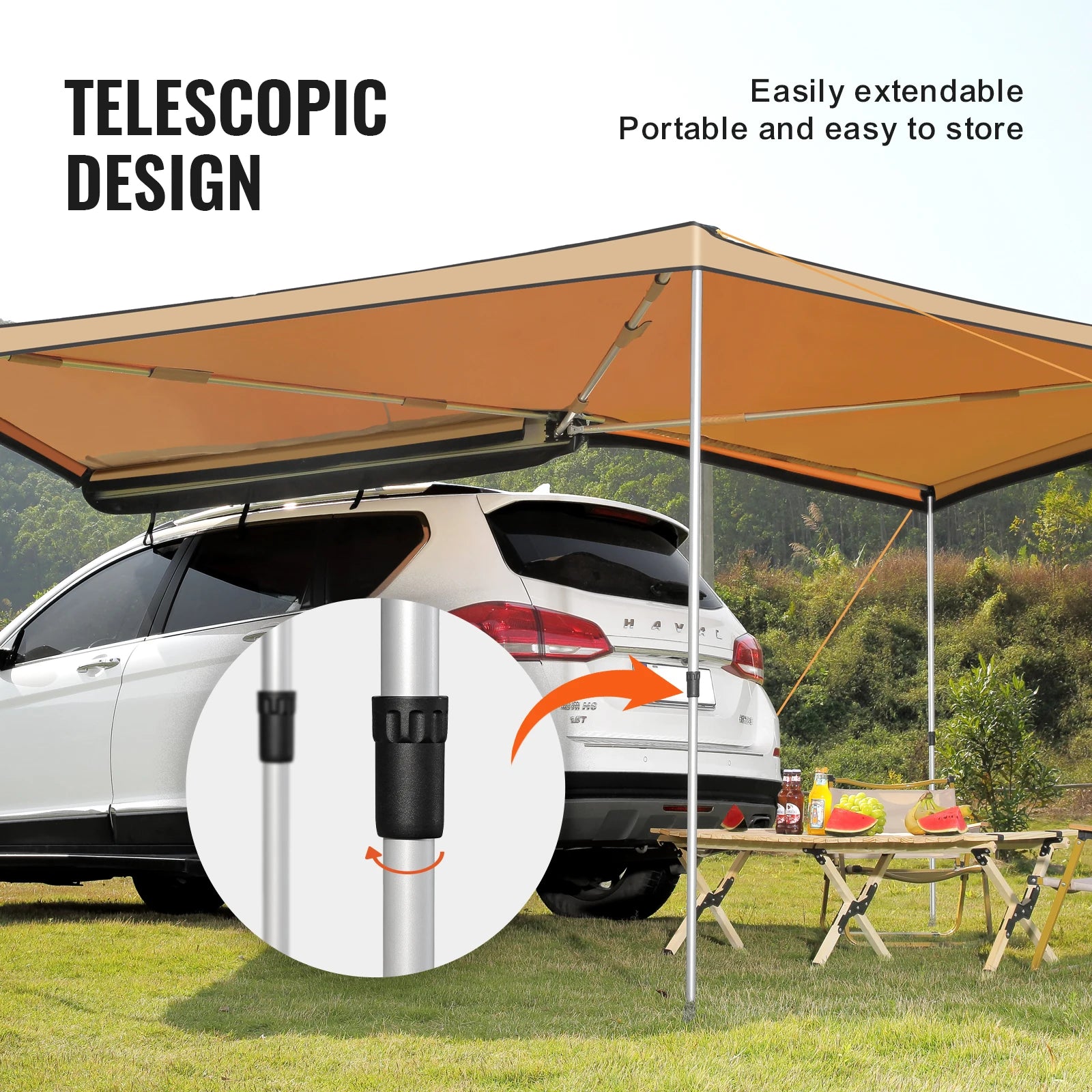 VEVOR Retractable Car Side Awning with Waterproof Storage Bag - Premium awning from Lizard Vigilante - Just $288.88! Shop now at Lizard Vigilante