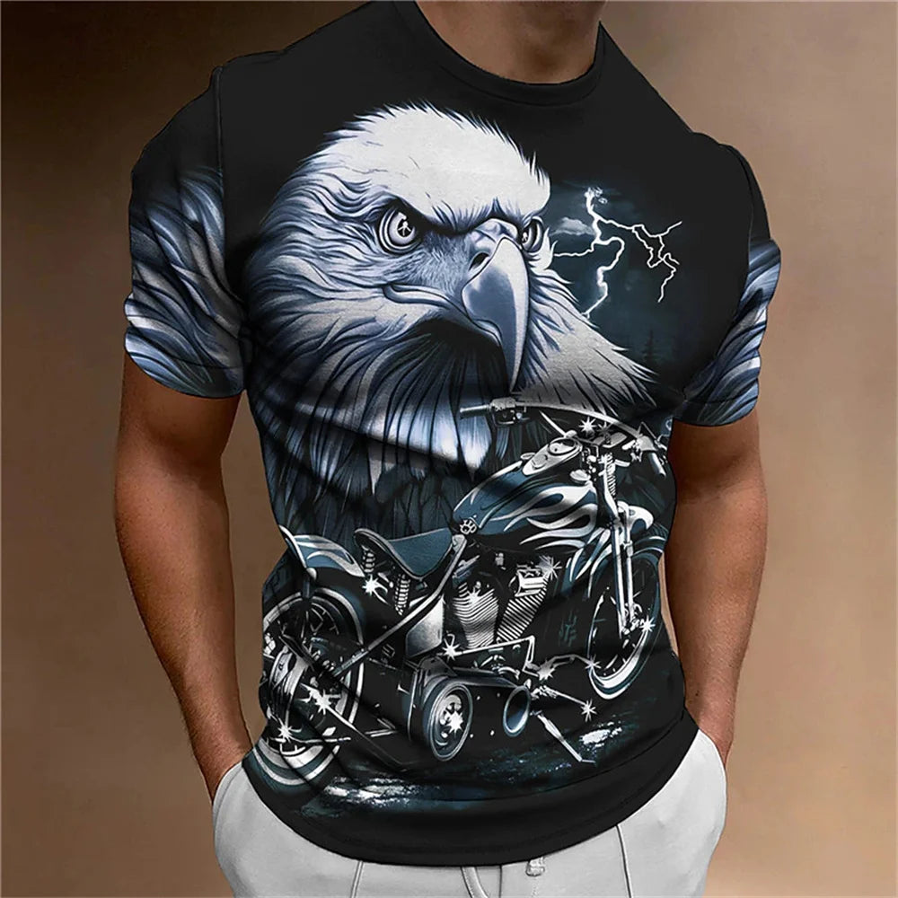 Eagle Motorcycle Retro T-Shirt | Vintage Bike Tee - Premium T-Shirt from Lizard Vigilante - Just $22.99! Shop now at Lizard Vigilante