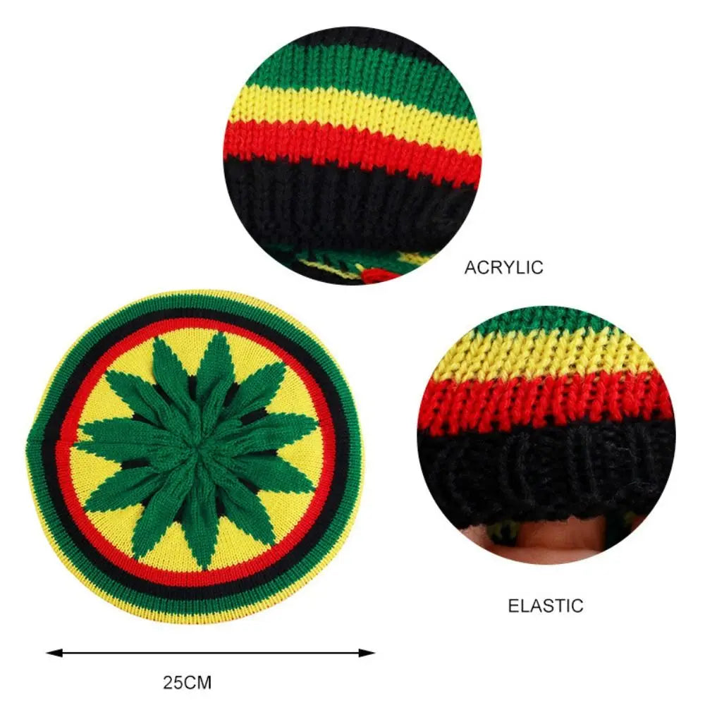 Classic Jamaican Reggae Loose Knitted Beanie – Cozy & Stylish Wool Beret Cap, Soft Knit Hip Hop Hat for Women, Perfect for Spring & Autumn - Premium unisex beanie from Lizard Vigilante - Just $22.88! Shop now at Lizard Vigilante