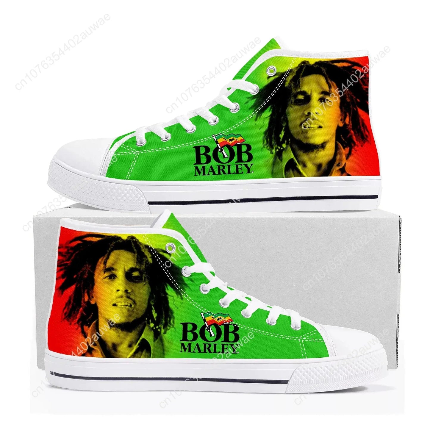 Bob Marley Reggae Rasta Print Casual High Top Shoes for Men and Women - Premium high top shoes from Lizard Vigilante - Just $44.44! Shop now at Lizard Vigilante